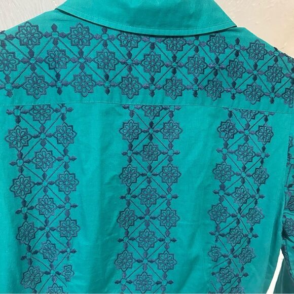 Draper James Floral Honeycomb Lace 3/4 sleeve Shirtdress - Picture 11 of 16